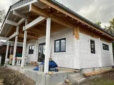 Finition peinture maison en bois – projet SGWH en Belgique